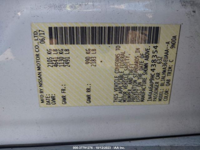 1N4AA6AP9HC438354 Nissan Maxima Platinum