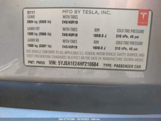 2017 TESLA MODEL S 5YJSA1E24HF210684 Photo 8