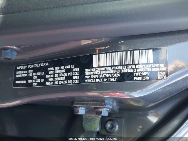 2022 Fiat 500X, VIN: ZFBNF3A17NP973424