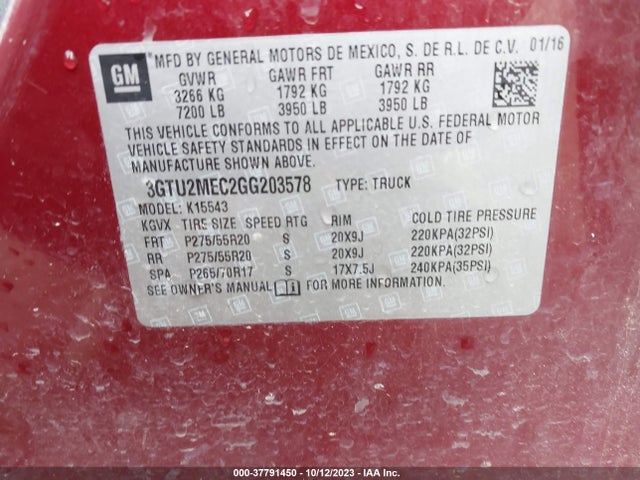 GMC Sierra 1500 Sle 2016 3GTU2MEC2GG203578 Image 9