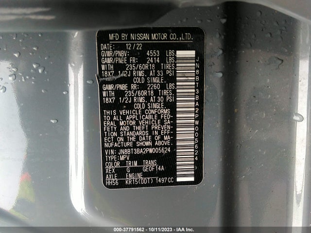 Nissan ROGUE SV 2023 JN8BT3BA2PW005624 Image 9