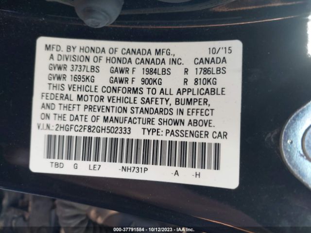 2HGFC2F82GH502333 Honda CIVIC EX