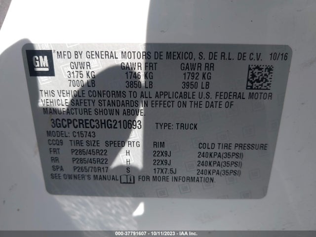 Chevrolet Silverado 1500 Lt 2017 3GCPCREC3HG210693 Image 9