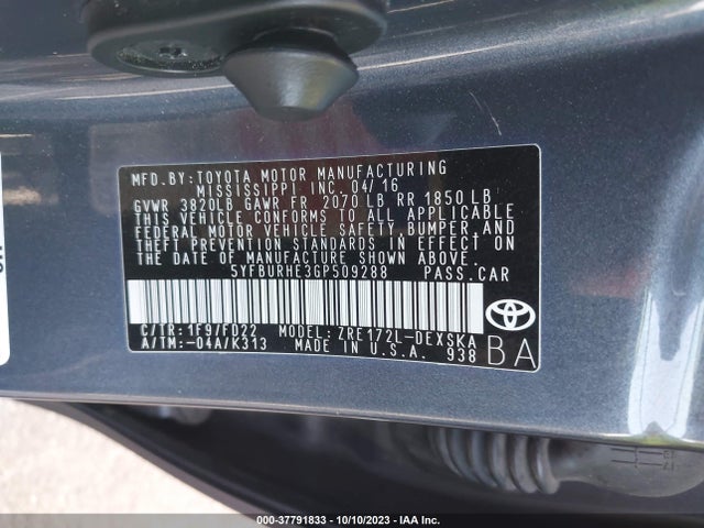 Toyota Corolla L/le/s/s Plus/le Plus 2016 5YFBURHE3GP509288 Image 9