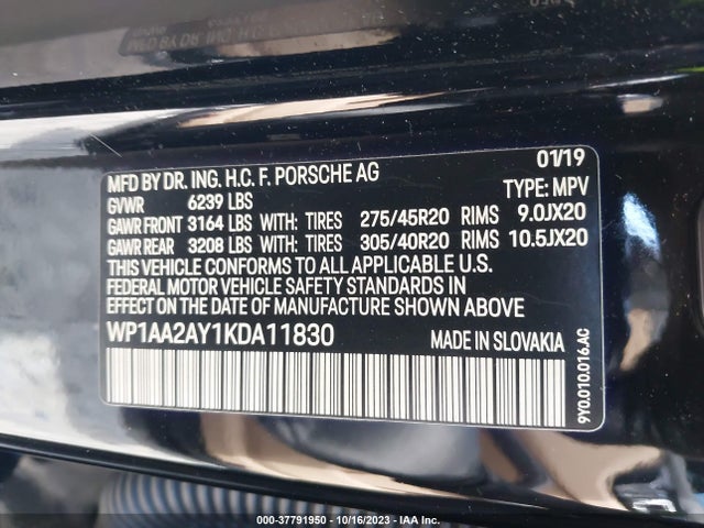 2019 PORSCHE CAYENNE WP1AA2AY1KDA11830 Photo 8