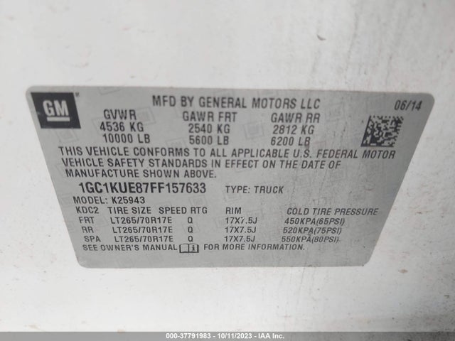 Chevrolet Silverado 2500hd Wt 2015 1GC1KUE87FF157633 Image 9