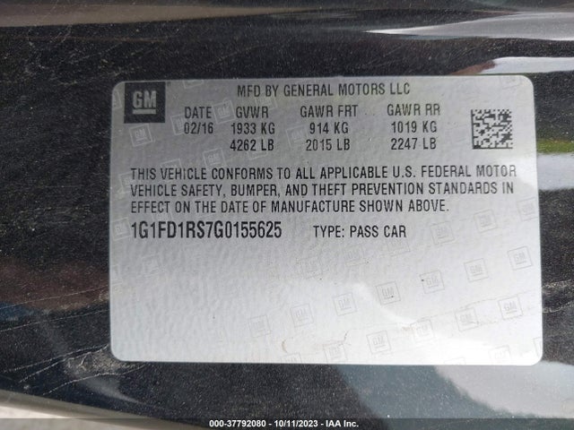 Chevrolet Camaro 2lt 2016 1G1FD1RS7G0155625 Image 9