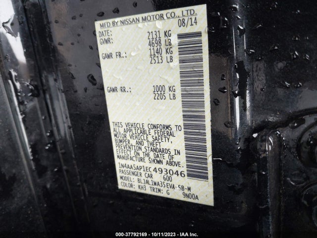 Nissan Maxima 3.5 Sv W/sport Pkg 2014 1N4AA5AP1EC493046 Image 9