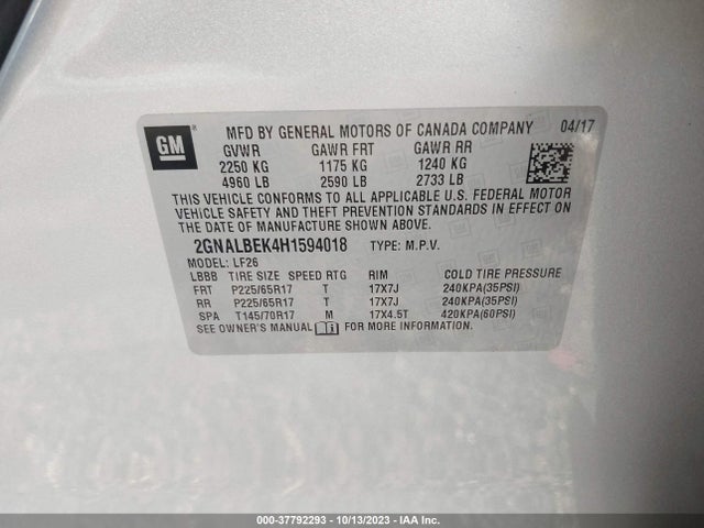 Chevrolet EQUINOX LS 2017 2GNALBEK4H1594018 Image 9