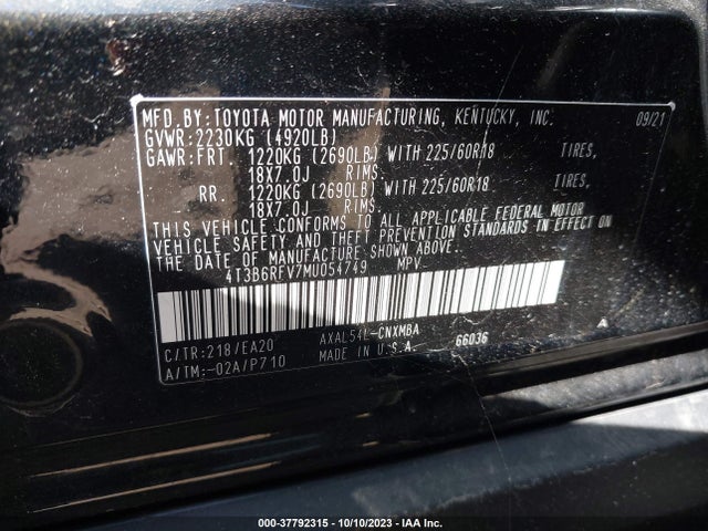 Toyota RAV4 HYBRID 2021 4T3B6RFV7MU054749 Image 9
