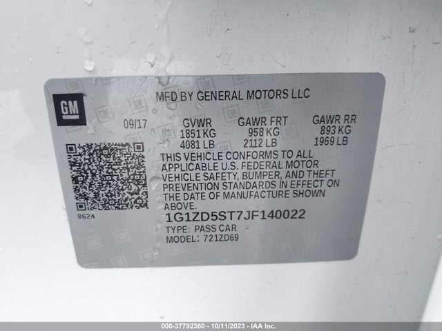 Chevrolet MALIBU LT 2018 1G1ZD5ST7JF140022 Image 9