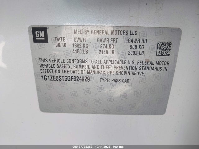 Chevrolet MALIBU LT 2016 1G1ZE5ST5GF324929 Image 9