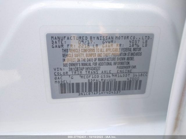 3N1CB7AP1HY404537 Nissan Sentra Sr Turbo