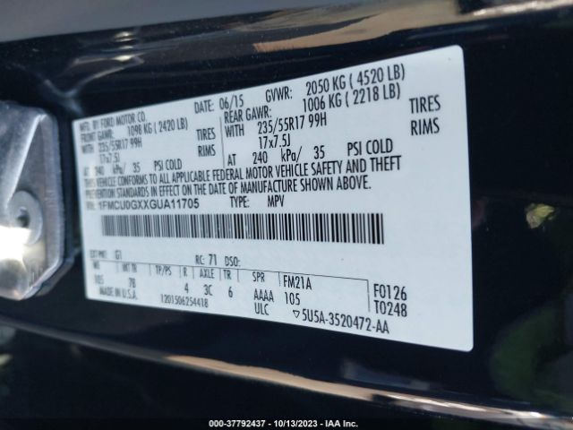 1FMCU0GXXGUA11705 Ford ESCAPE SE