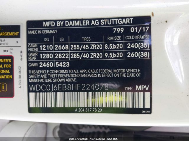 WDC0J6EB8HF224078 Mercedes-Benz Glc Amg Glc 43