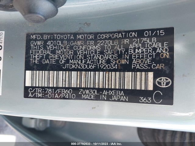 Toyota Prius Four 2015 JTDKN3DU6F1920341 Image 9
