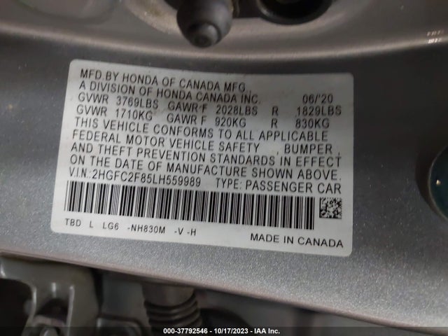 Honda Civic Sport 2020 2HGFC2F85LH559989 Image 9