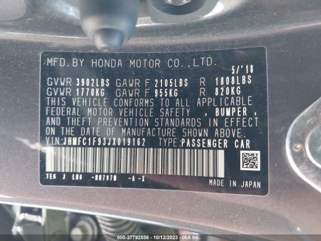 JHMFC1F93JX019162 Honda Civic Sedan Touring