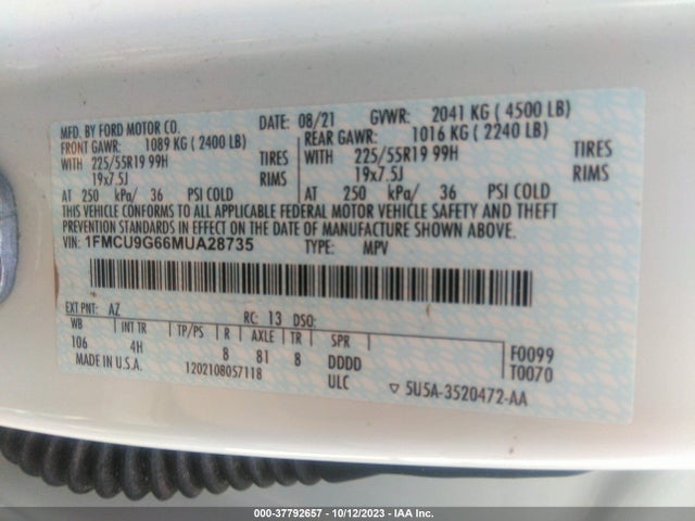 Ford ESCAPE SE 2021 1FMCU9G66MUA28735 Image 9