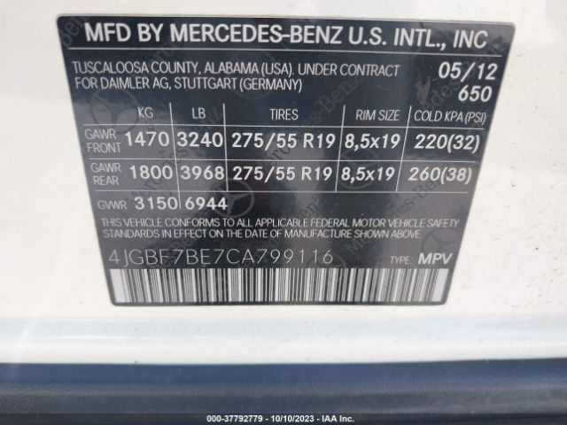 2012 MERCEDES-BENZ GL-CLASS 4JGBF7BE7CA799116 Photo 8