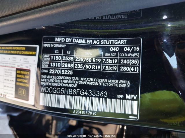 WDCGG5HB8FG433363 Mercedes-Benz Glk-class Glk 350