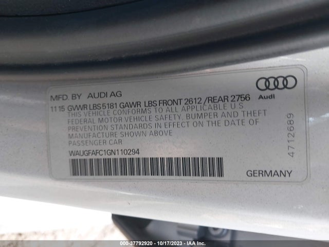 WAUGFAFC1GN110294 Audi A6 2.0t Premium Plus