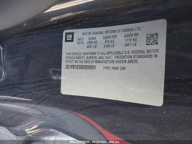 Chevrolet CAMARO LT 2014 2G1FB1E38E9256891 Image 9