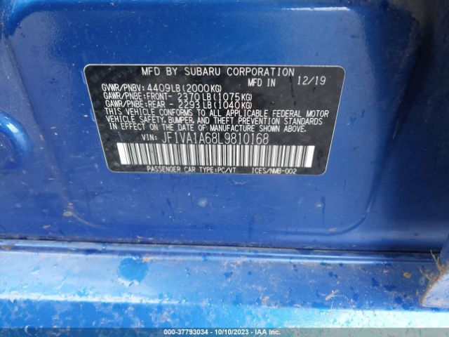 JF1VA1A68L9810168 Subaru WRX