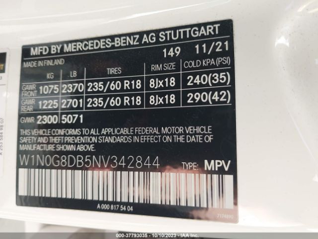 W1N0G8DB5NV342844 Mercedes-Benz Glc Glc 300