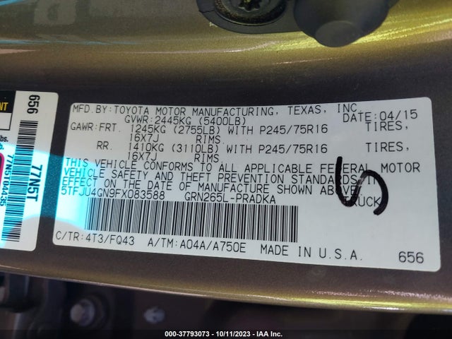 Toyota Tacoma Prerunner 2015 5TFJU4GN9FX083588 Image 9