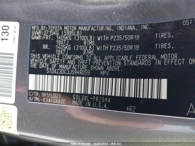 Toyota SIENNA SE 2018 5TDXZ3DC3JS948059 Image 9