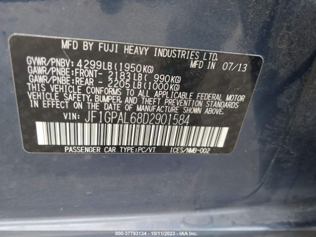 2013 SUBARU IMPREZA WAGON JF1GPAL68D2901584 Photo 8