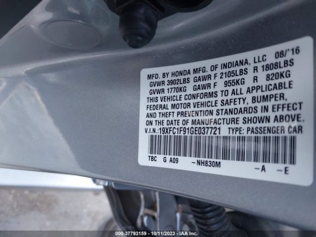 19XFC1F91GE037721 Honda Civic Sedan Touring