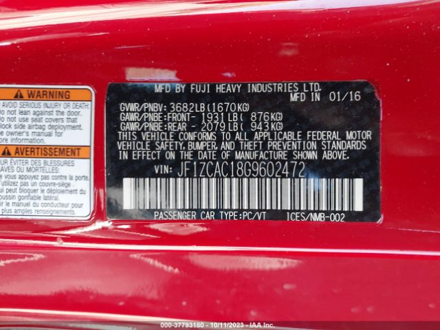 JF1ZCAC18G9602472 Subaru Brz Limited