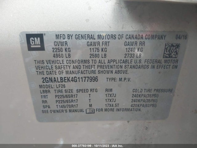 Chevrolet EQUINOX LS 2016 2GNALBEK4G1177996 Image 9
