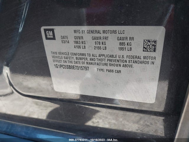 Chevrolet Cruze 1lt 2014 1G1PC5SB8E7315797 Image 9
