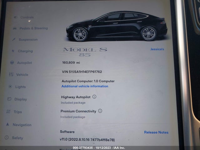5YJSA1H14EFP61762 Tesla Model S 60 Kwh Battery/p85