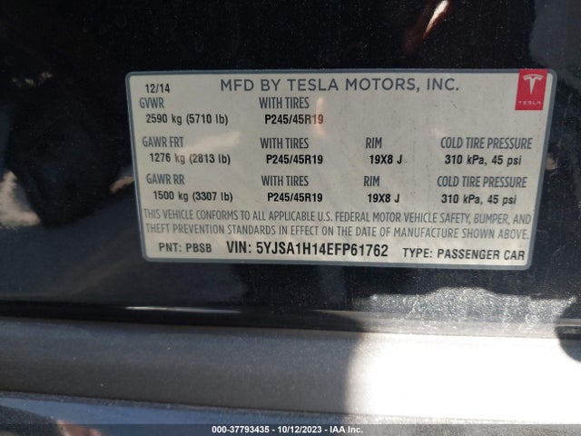 5YJSA1H14EFP61762 Tesla Model S 60 Kwh Battery/p85