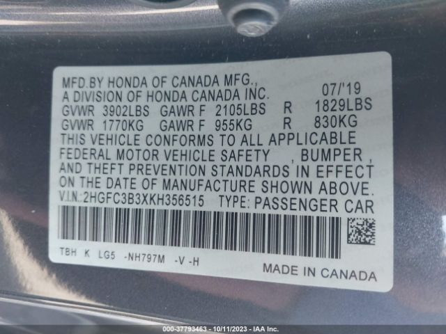 2HGFC3B3XKH356515 Honda Civic Coupe Ex