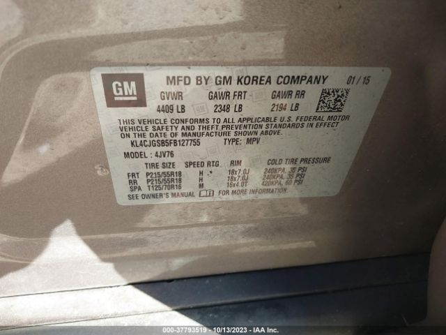 KL4CJGSB5FB127755 Buick Encore Leather