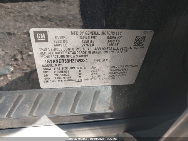 1GYKNCRS9HZ249334 Cadillac Xt5 Premium Luxury Fwd