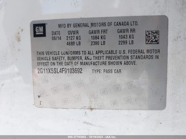 Chevrolet IMPALA LS 2015 2G11X5SL4F9103692 Image 9