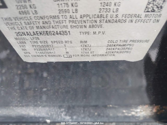 Chevrolet EQUINOX LS 2014 2GNALAEK6E6244351 Image 9