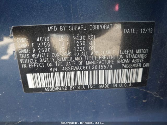 4S3BWAC60L3015579 Subaru Legacy Premium