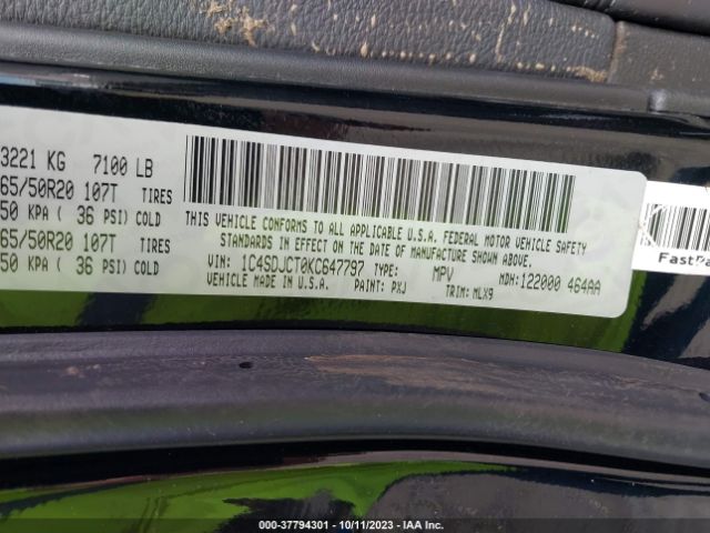 1C4SDJCT0KC647797 Dodge Durango R/t Awd