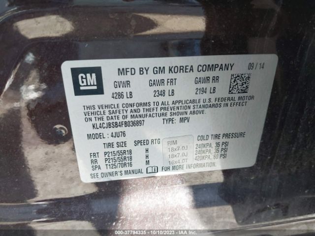 KL4CJBSB4FB036897 Buick Encore Convenience