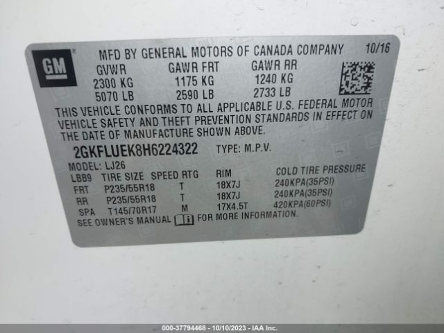 2GKFLUEK8H6224322 GMC Terrain Slt