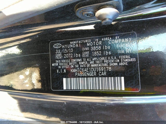 2013 HYUNDAI VELOSTER TURBO W/BLACK VIN: KMHTC6AE1DU169178