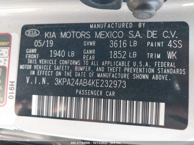 3KPA24AB4KE232973 KIA RIO S