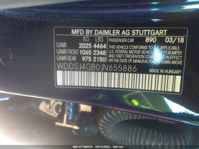 WDDSJ4GB0JN655886 Mercedes-Benz Cla Cla 250
